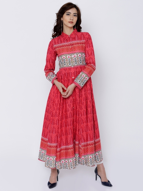 

Vishudh Women Red Printed Anarkali Kurta