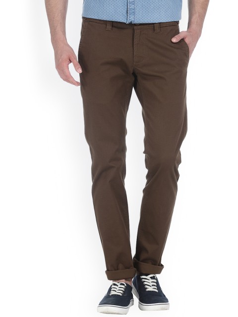 

Basics Men Brown Skinny Fit Solid Regular Trousers