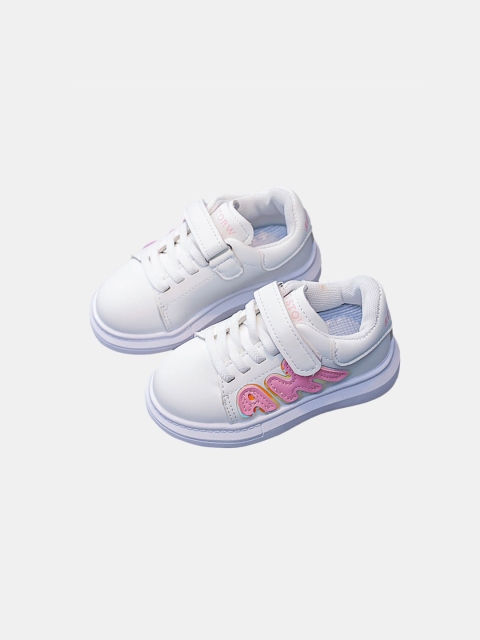 

Hopscotch Girls White Printed PU Sneakers