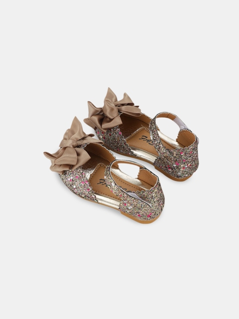 

Hopscotch Girls Gold-Toned Embellished Party Ballerinas with Bows Flats