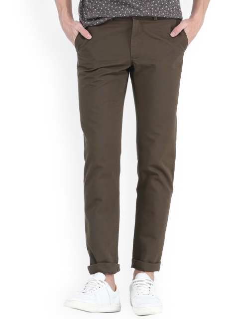 

Basics Men Brown Slim Fit Self Design Regular Trousers