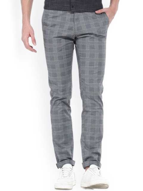 

Basics Men Grey Tapered Fit Self Design Regular Trousers