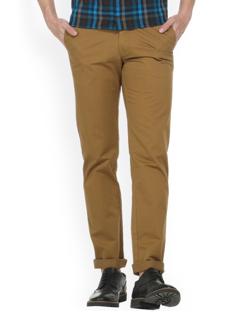 

Basics Men Khaki Slim Fit Self Design Regular Trousers