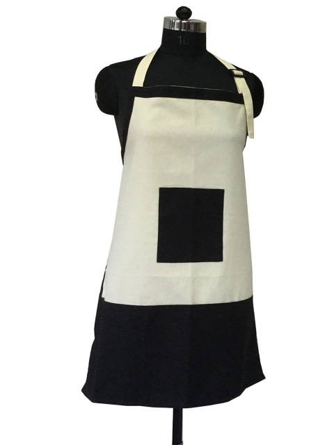 

Lushomes Black & Cream-Colored Colourblocked Kitchen Apron