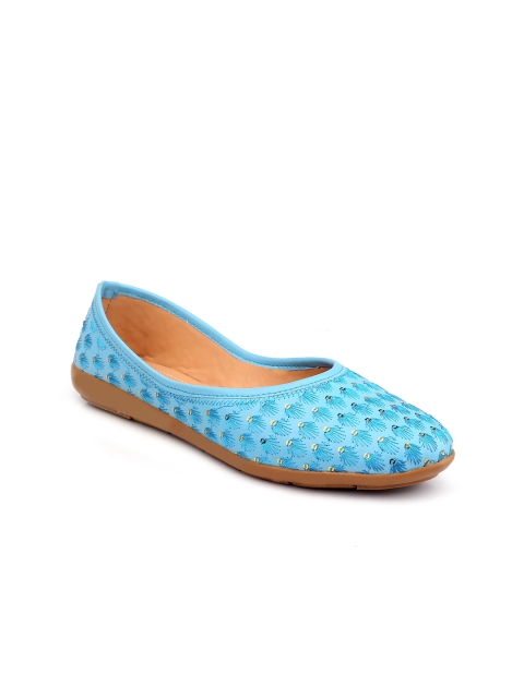 

Shozie Women Blue Ballerinas with Laser Cuts Flats