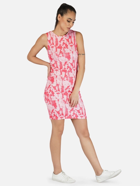 

NEU LOOK FASHION Women Red & Pink Printed A-Line Dress