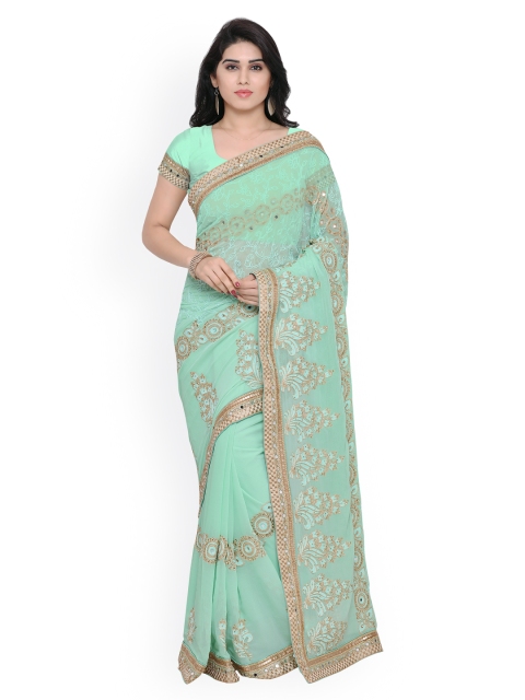 

Sareegama Green Embroidered Poly Chiffon Saree