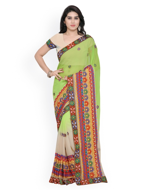 

Sareegama Green Embroidered Poly Georgette Saree