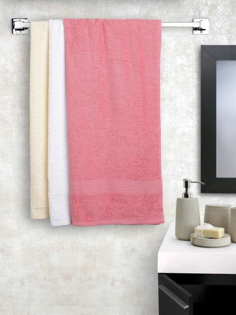 

Raymond Home Set of 3 Cotton Bath Towels, Pink