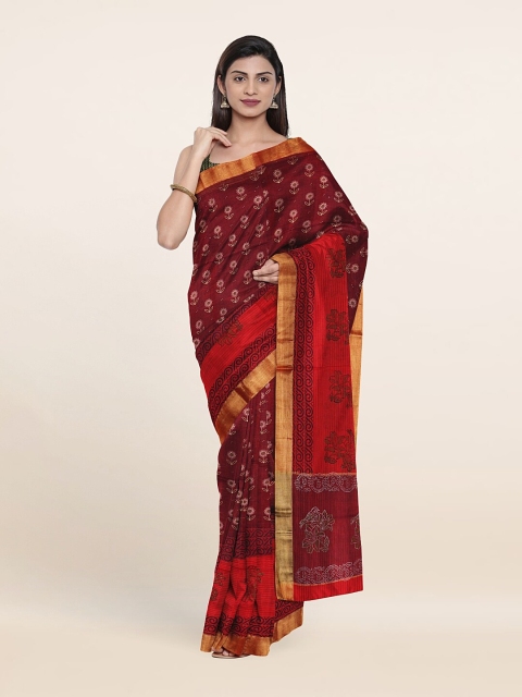 

Pothys Maroon & Black Floral Pure Cotton Saree