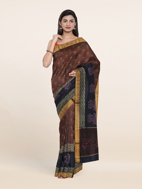 

Pothys Brown & Black Floral Pure Cotton Saree