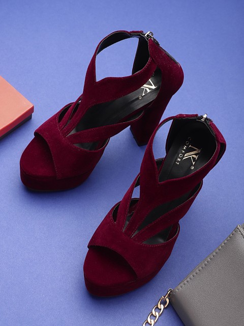 

NK COMFORT Women Maroon Casual Block Heels