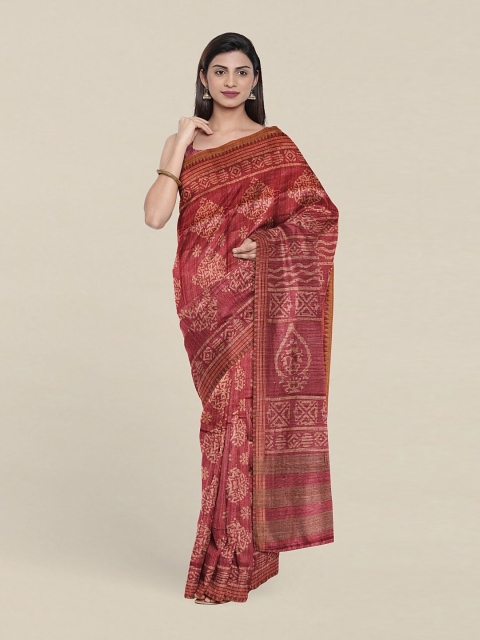 

Pothys Pink Ethnic Motifs Jute Silk Saree