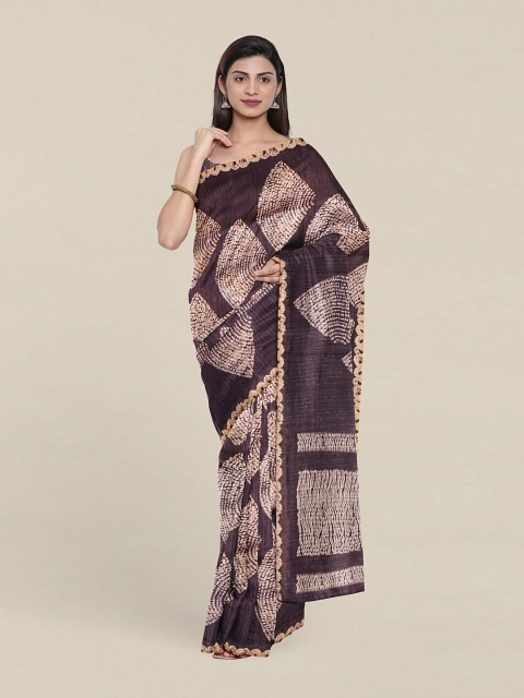 

Pothys Purple Ethnic Motifs Jute Silk Tussar Saree