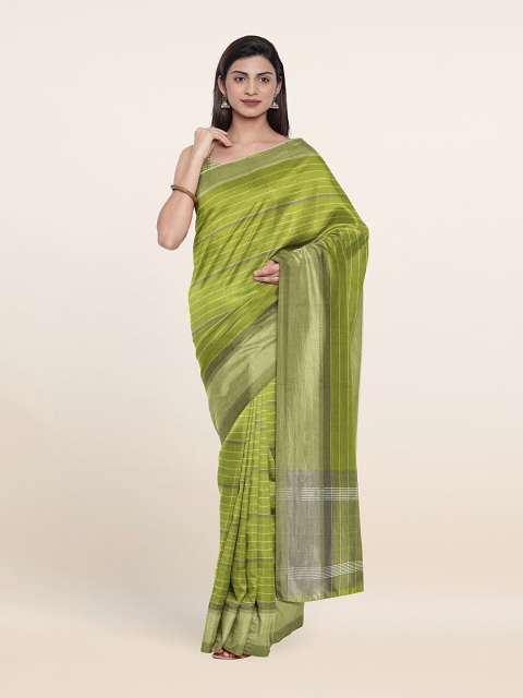 

Pothys Green & Grey Striped Pure Cotton Saree