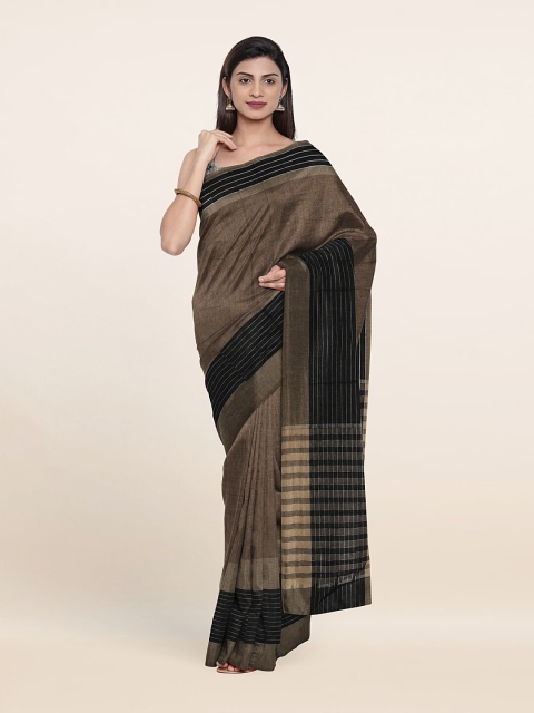 

Pothys Copper-Toned & Black Pure Cotton Saree