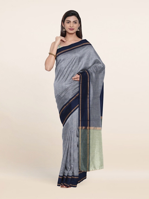 

Pothys Grey & Green Zari Pure Cotton Saree