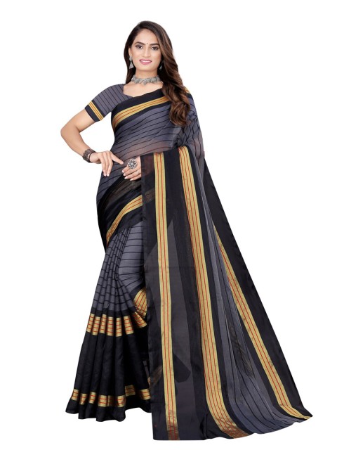 

Florence Black & Beige Striped Cotton Silk Saree