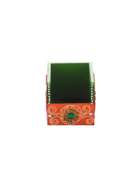 

eCraftIndia Multicoloured Handcrafted & Embellished Wooden Pen Stand Cum Utility Box, Multi