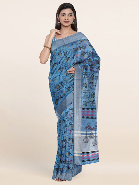 

Pothys Blue & Black Ethnic Motifs Pure Cotton Saree