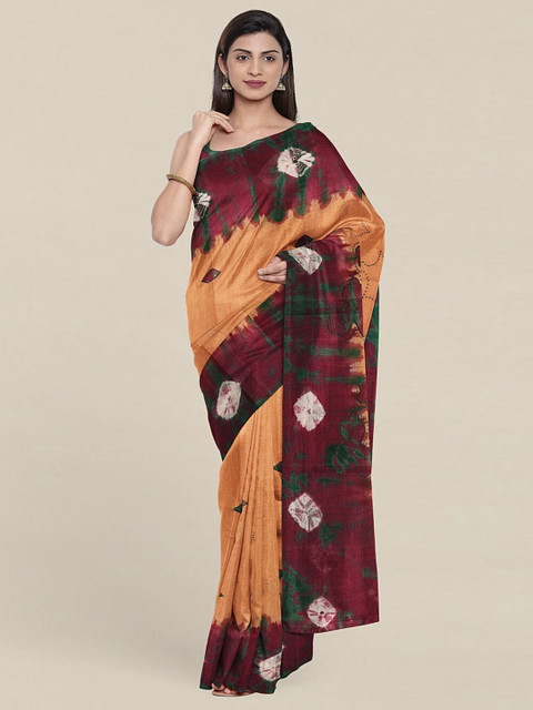

Pothys Brown & Green Batik Pure Cotton Saree