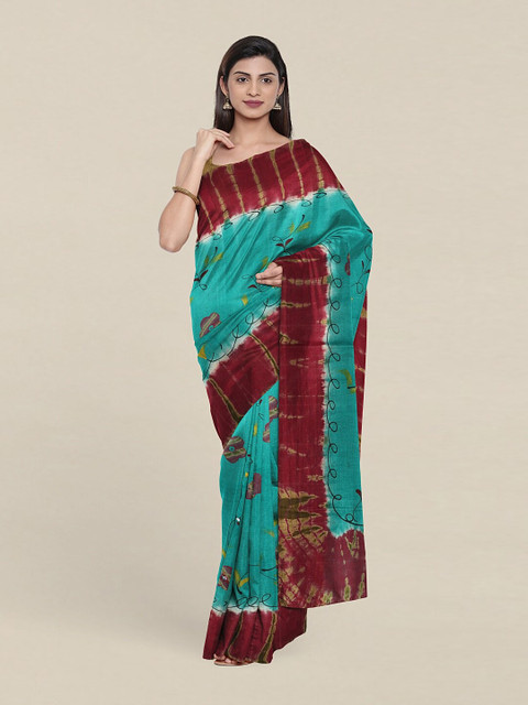 

Pothys Floral Pure Cotton Saree, Teal
