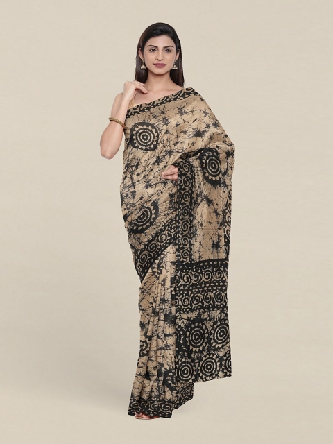 

Pothys Beige & Black Ethnic Motifs Pure Cotton Saree