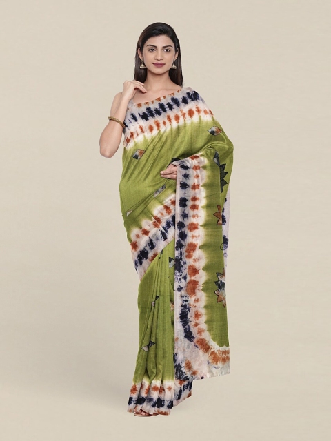 

Pothys Green & Off White Bandhani Pure Cotton Saree
