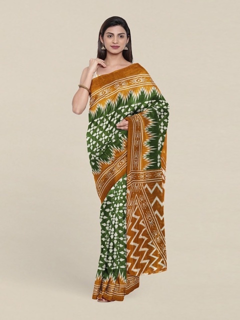 

Pothys Green & White Floral Pure Cotton Saree