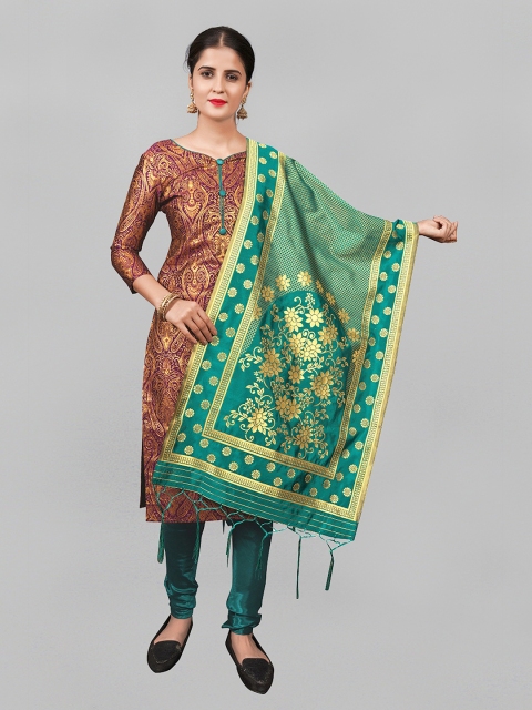 

Fashion FRICKS Green & Gold-Toned Woven Design Dupatta with Zari