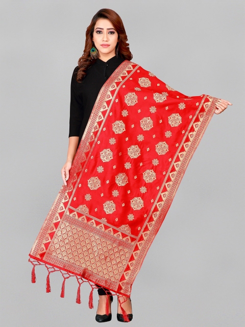 

Fashion FRICKS Red & Gold-Toned Woven Design Dupatta with Zari