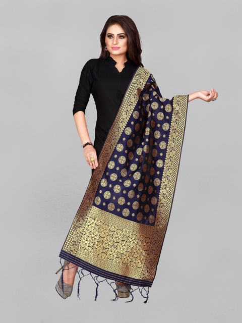 

Fashion FRICKS Blue & Gold-Toned Woven Design Dupatta with Zari
