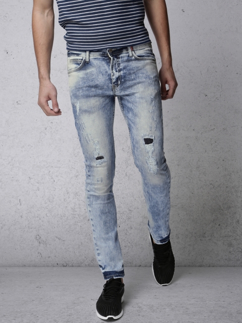 

Ecko Unltd Men Blue Relaxed Slim Fit Mid-Rise Highly Distressed Stretchable Jeans