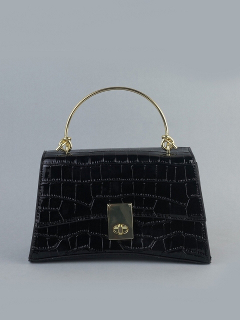 

THESTO Black Textured PU Structured Satchel