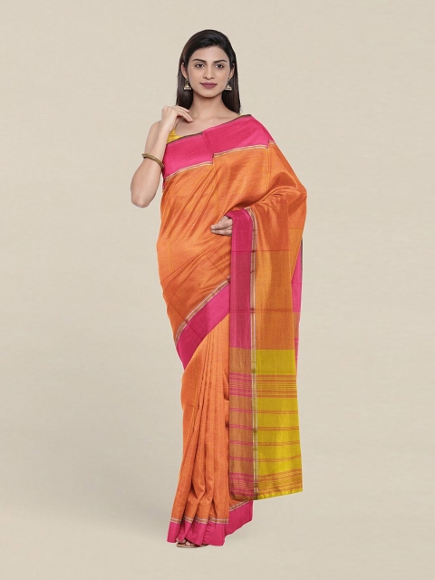 

Pothys Orange & Yellow Solid Pure Cotton Saree