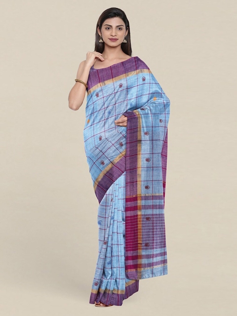 

Pothys Blue & Purple Floral Pure Cotton Saree