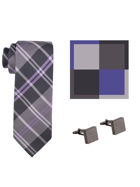

The Tie Hub Men Black & Grey Printed Accessory Gift Set