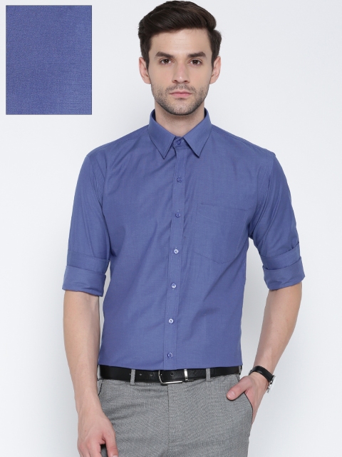 

Hancock Men Blue Slim Fit Solid Formal Shirt