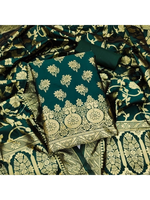 

Ethnic Junction Women Green & Gold-Toned Unstitched Dress Material