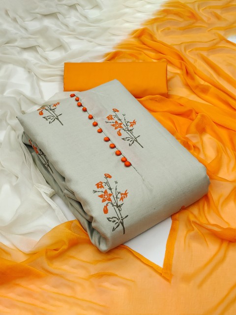 

Ethnic Junction Beige & Orange Printed Unstitched Dress Material