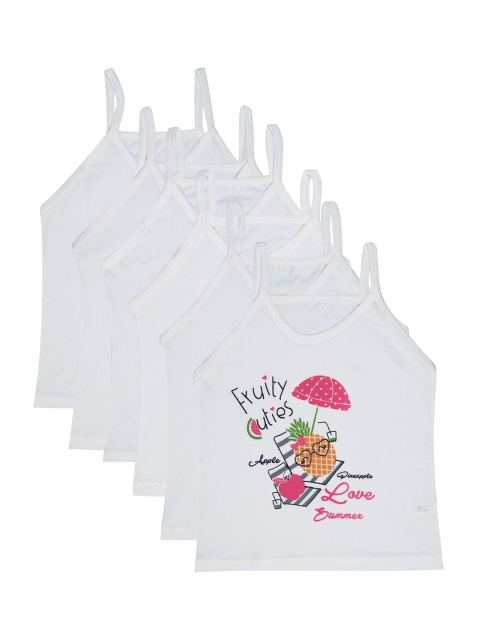 

Bodycare Kids Girls Pack Of 6 White Printed Cotton Innerwear Vests