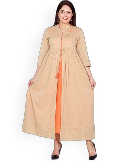 

SUTI Women Beige & Orange Anarkali Kurta