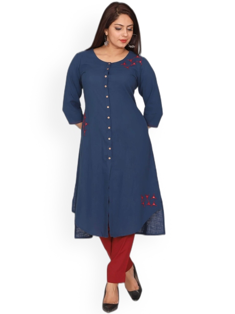 

SUTI Women Navy Blue Cotton Kurta