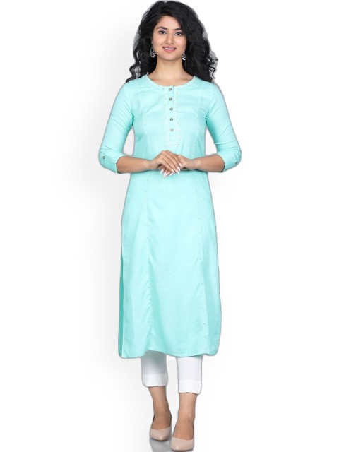 

SUTI Women Sea Green Solid Panelled Kurta