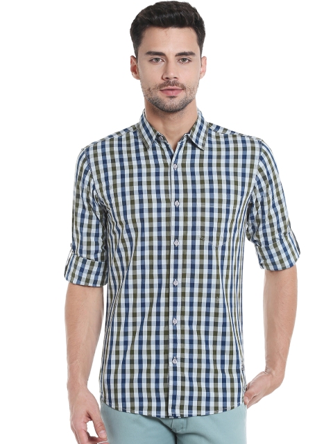 

SPYKAR Men Blue & Off-White Slim Fit Checked Casual Shirt