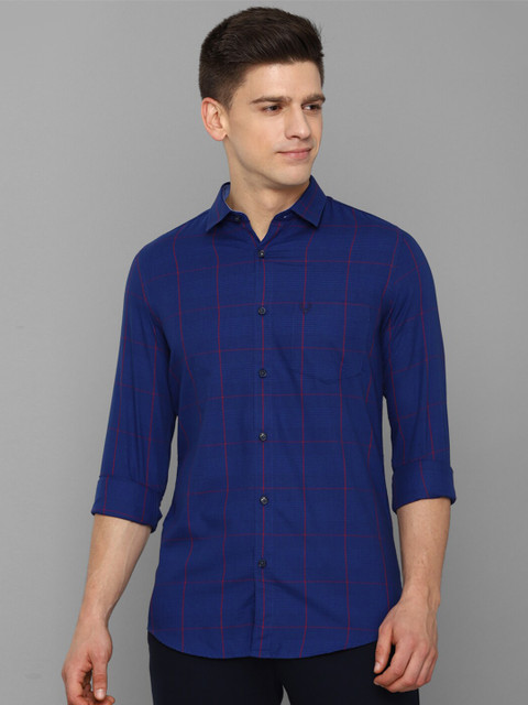 

Allen Solly Men Blue Slim Fit Windowpane Checked Casual Shirt