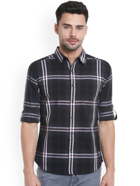 

SPYKAR Men Black Slim Fit Checked Casual Shirt
