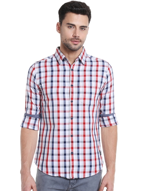 

SPYKAR Men White & Red Slim Fit Checked Casual Shirt