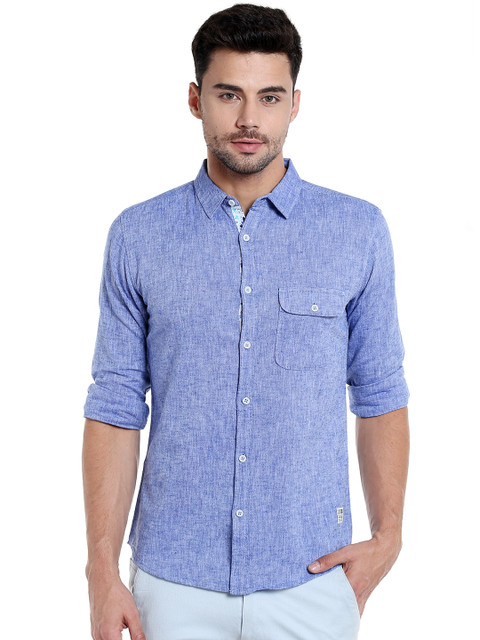 

SPYKAR Men Blue Slim Fit Solid Casual Shirt