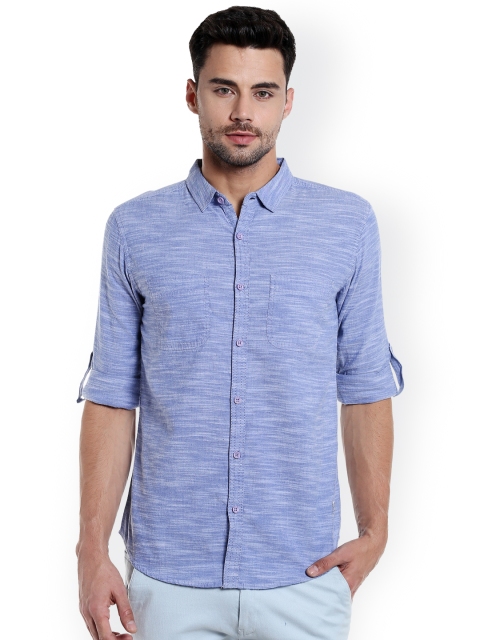 

SPYKAR Men Blue Slim Fit Self-Design Casual Shirt